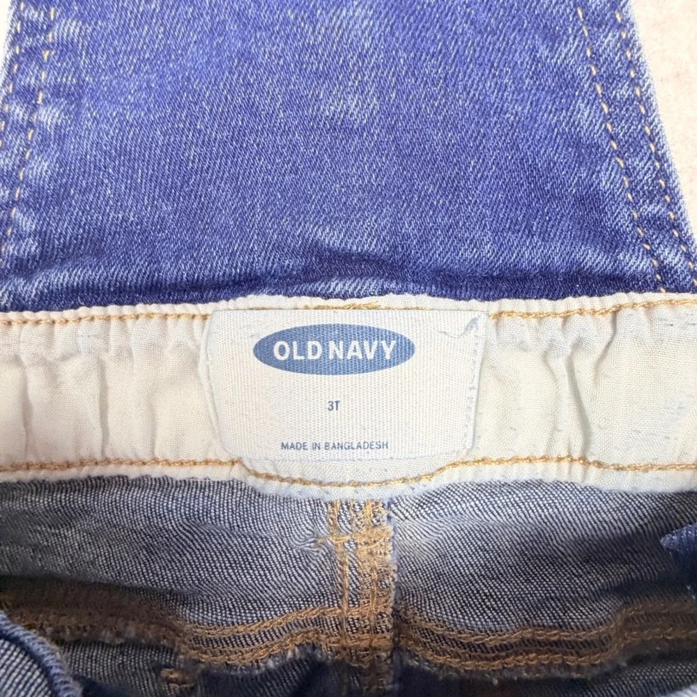 Old Navy Toddler Boys Girls Denim Overalls Dark Wash Blue Jeans‎ 3T Dungarees